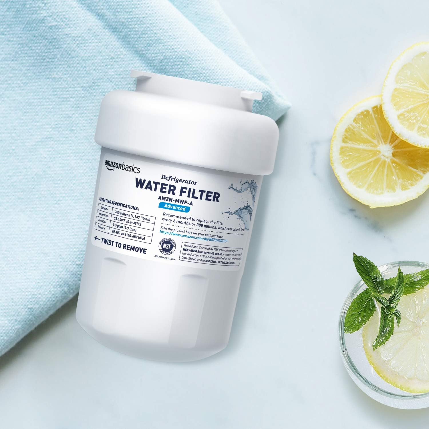 AmazonBasics Replacement GE MWF Refrigerator Water Filter Cartridge