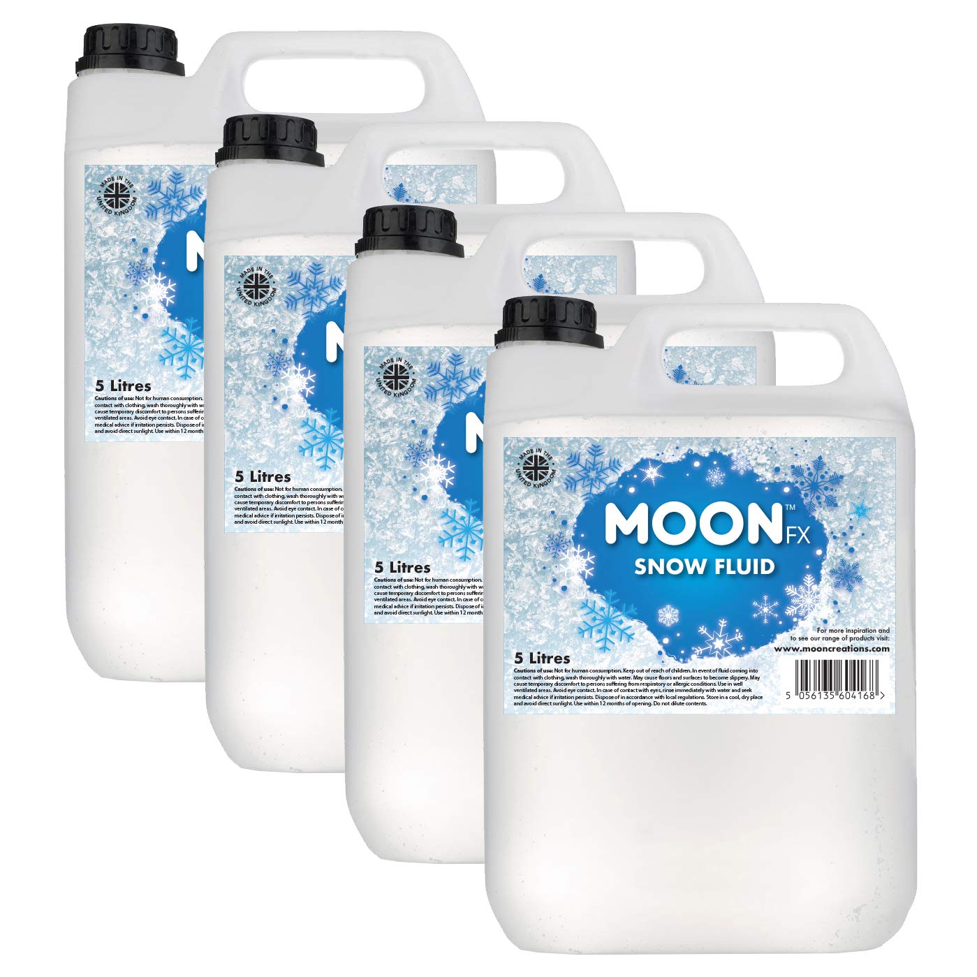 MoonFX M04175 Professional Snow Fluid 20L (4 x 5 Litres) - Pro Snow Fluid that produces fluffy white foam based snow flakes