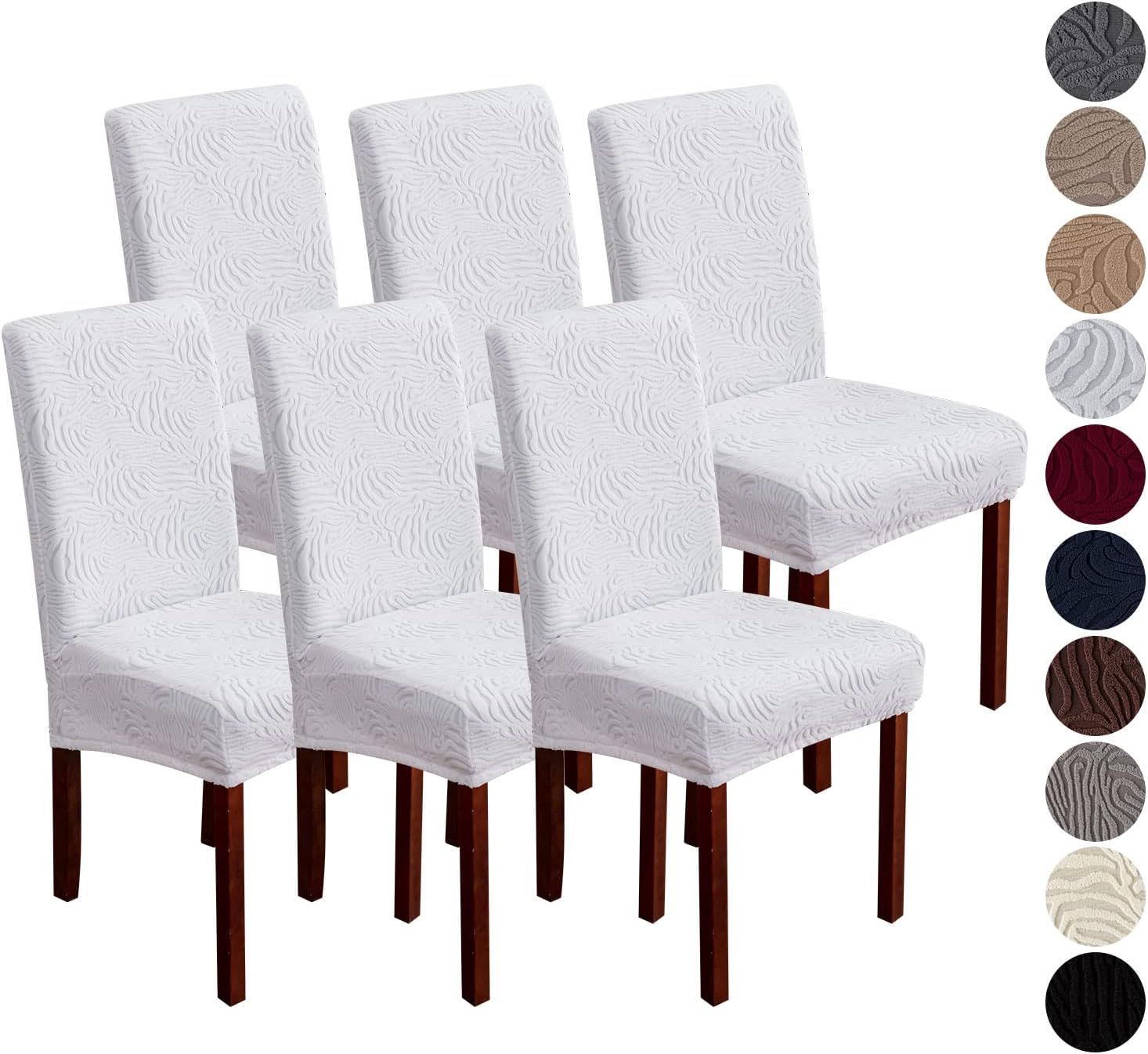 Slipcovers - YUEANG Dining Chair Covers, Chair Covers for Dining Room Stretch Chair Covers Parsons Chair Slipcover, for Dining Room Kitchen Chair Protector Cover, Removable, Washable (White, 6 Pack)
