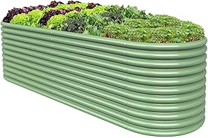 BTDVR 10FT(L)×4FT(W)×2.7FT(H) Raised Garden Bed Outdoor for Vegetable, Adjustable Clearance Raised Garden Beds for Flower, Garden Planter Box for Herb, Fruit-Light Green