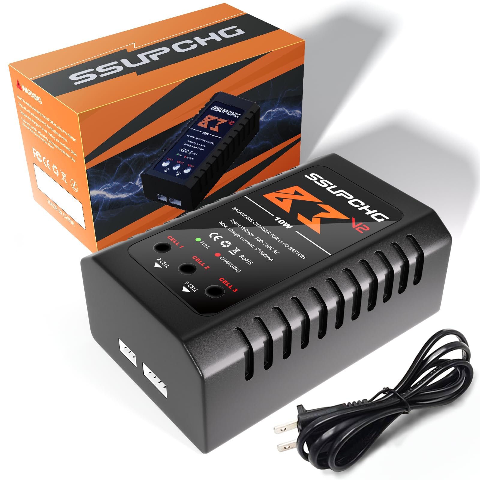 SSUPCHG Battery Charger for 2S 3S LiPo Battery, Balance Charger for XHR Plug Battery, Lipo Chargers for RC Toy & Model, RC Battery Chargers with Smart Chip