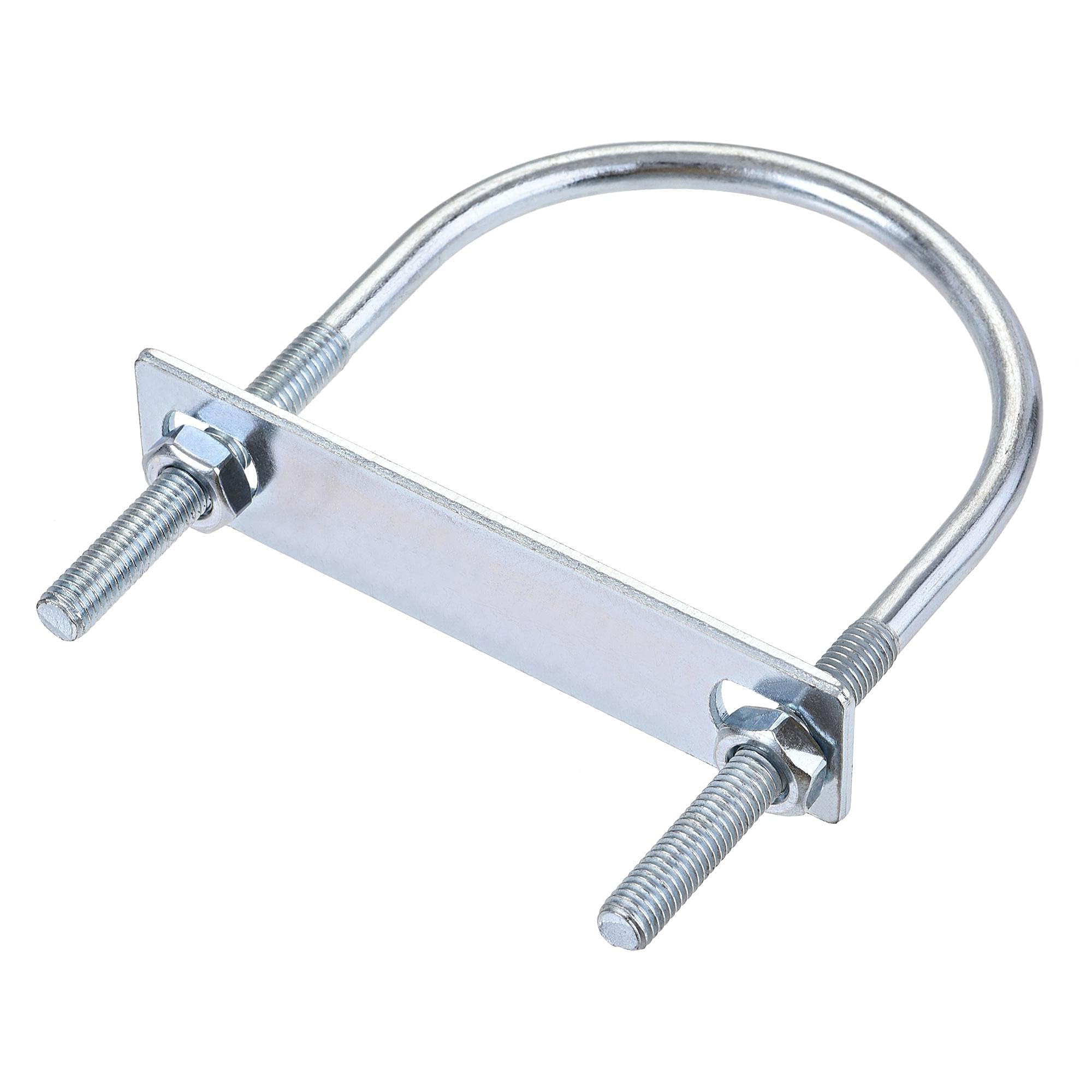 MACHSWON Round U-Bolt,1 Set Zinc Plated Alloy Steel M8 U Bolts 80mm(3.15") Inner Width 130mm Length with Nuts and Frame Plate for Automobiles Boat Trailer