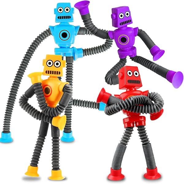 Robot Sensory Travel Roadtrip Toys 4Pcs for Toddlers Kid Boy Year Old Ages 3 4 5 6 7 8 9,Airplane Activities Suction Autism P