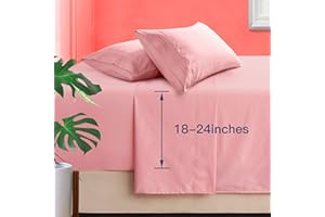 Manyshofu Extra Deep Pocket Twin Sheets Set - Hotel Luxury 1800 Thread Count Sheets & Pillowcases - Kids Bedding Set up to 24" Mattress - Blush Pink Bed Sheets 18-24 Inch Deep Pockets - 3 Piece