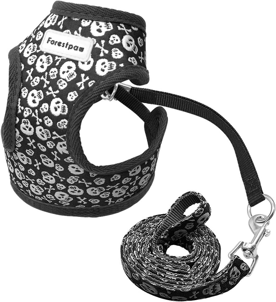 Forestpaw Cat Harness/Costume and Leash for Small Dogs - Puppy Cat Private Harness and Leash Set - Soft Mesh Pet Harness for Yorkies,Chihuahua,Poodles,Terriers,Beagles Puppy,Black/Pink