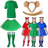 Yolyoo Chipmunk Costume Set Animal Costume Set T-shirt Sock Ears Headband Tail for Halloween Cosplay Party Accessories
