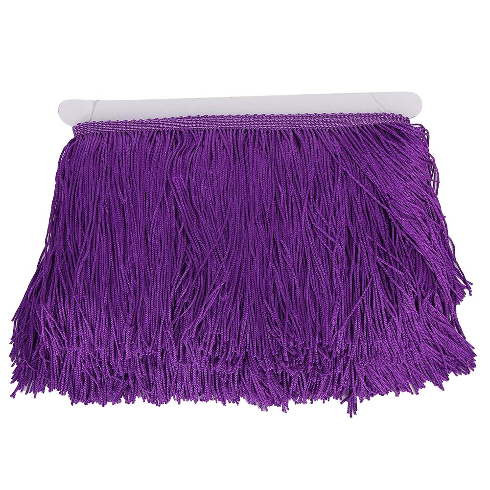 10 Yard Fringe Trim, 14cm Wide Polyester Lace Tassel for DIY Latin Dance Costume Stage Wear Curtain Decor Dark Purple for Party Home Wedding Festival Costume Accessory