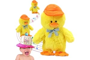LUKETURE Talking Duck Toy Repeats What You Say w/30 Songs Walking Singing Duckling Electric Interactive Educate Animated Toy Speaking Plush Buddy Easter Gifts for Toddlers