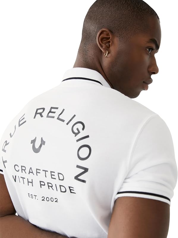 Hombre Crafted with Pride Polo, White BLK TPING, L