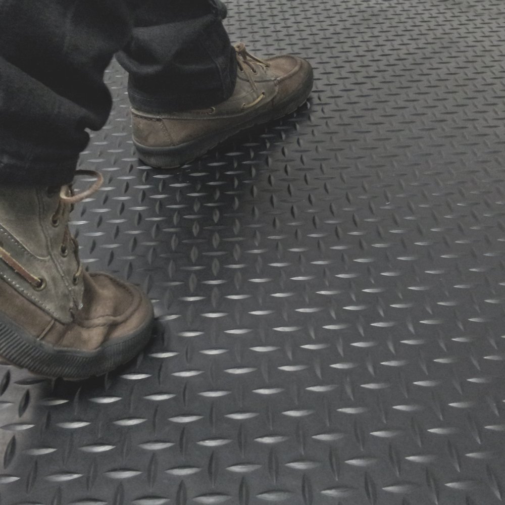 RubberCal Diamond Plate Rubber Flooring Rolls, 1/8Inch x 4 x 15Feet