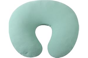 ONACOSHT Muslin Nursing Pillow Cover Soft 100% Cotton Feeding Pillow Slipcover Fits Standard Infant Nursing Pillow or Positioner for Boy and Girl, Green