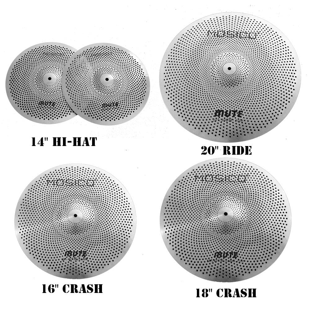 Low Volume Cymbal Pack Mute Cymbal Set 14'Hihats+16"Crash+18'Crash+20