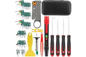 POVTIMS Car Terminal Removal Tool Kit, Electrical Wire Release Tool for Connector, Pin Extractor with Pick and Hook Tool Set