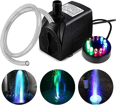 pulaco 10 w 160 gph bomba de fuente sumergible con luz led para la caracteristica de agua estanque al aire libre acuario peceras fuente de