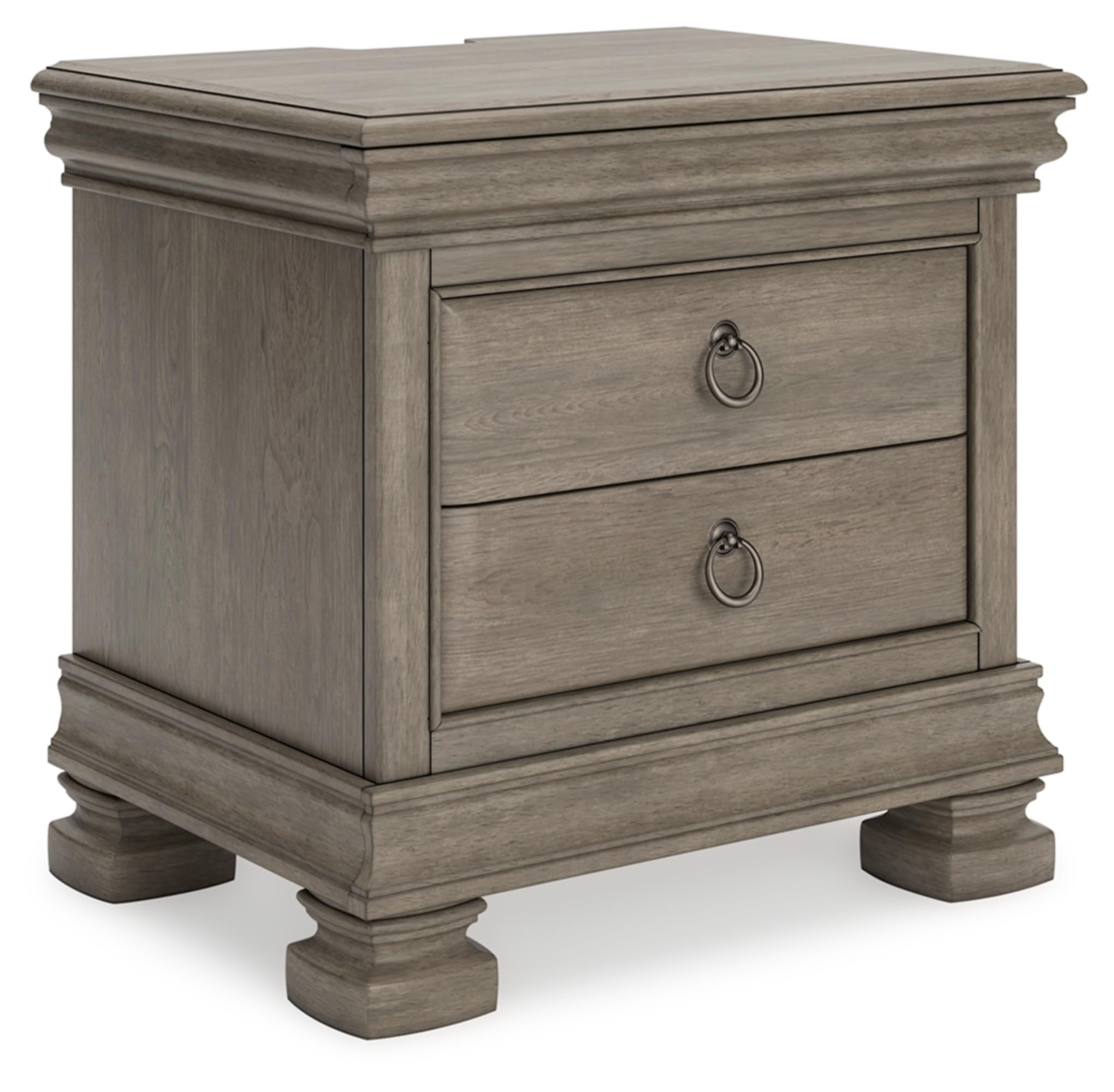 Photo 1 of **CHIP AND SCRAPE ON FRONT CORNER**Signature Design by Ashley Lexorne Classic 3 Drawer Nightstand with Power Supply and USB Ports, 26.5" Tall, Light Gray