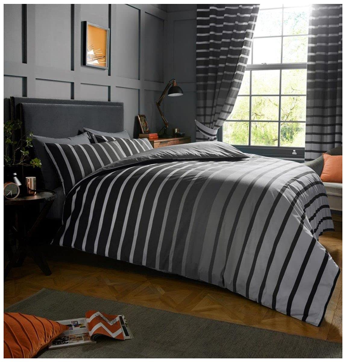 Gaveno Cavailia Luxurious Oscar Bed Set with Duvet Cover and Pillow Cases, Polyester-Cotton, [ King-Grey ] — image 1