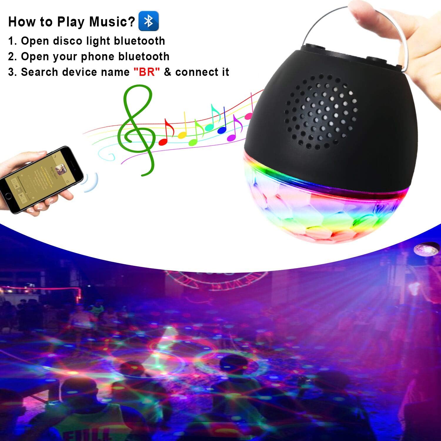 Disco Ball Lights 16 Colour 3 Music Modes,360° Sound Activated LED Party Lights with Remote Control & Timer - Image 4