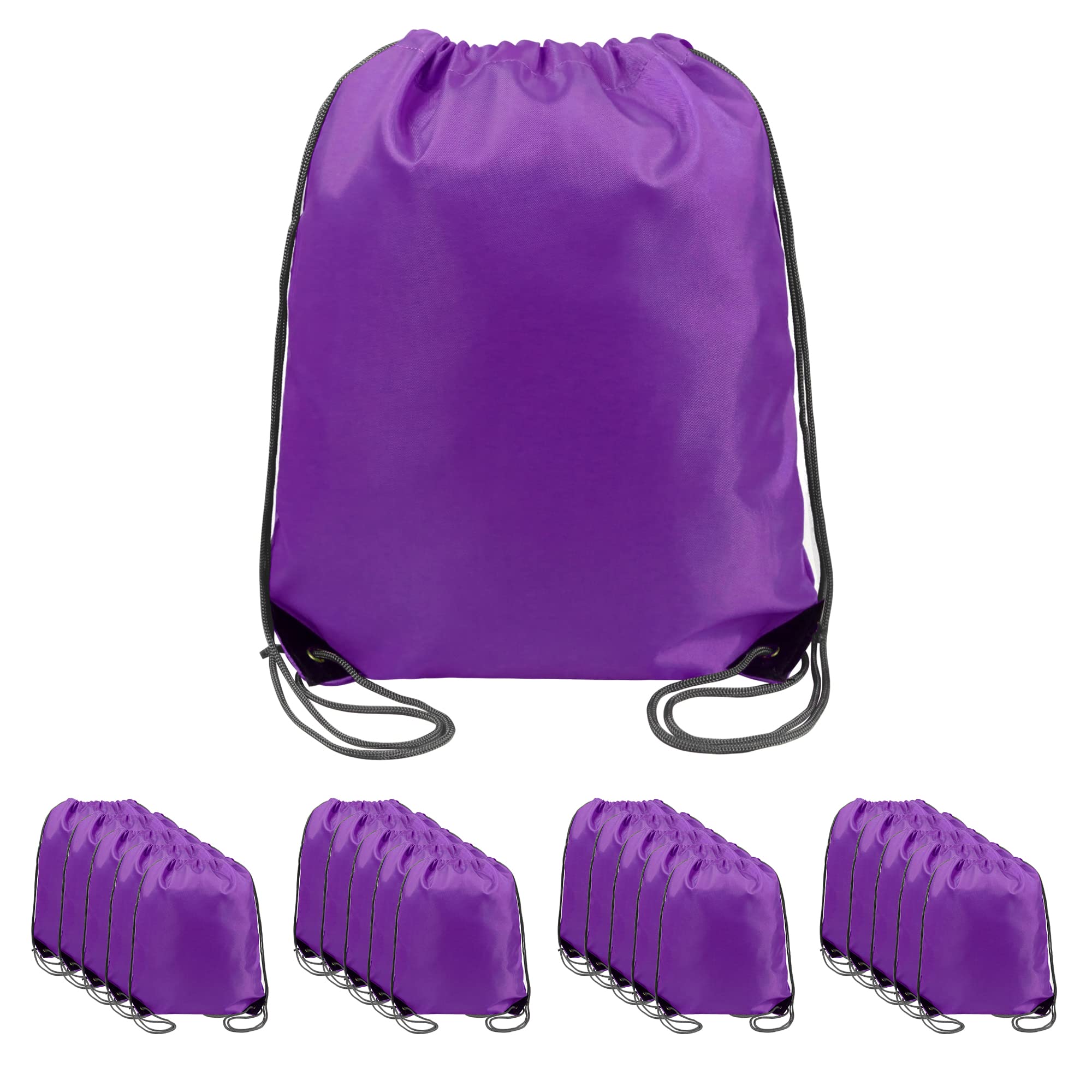 Photo 1 of BeeGreen 20 pieces Wholesale Purple Drawstring Backpack Bags Cinch Bags Bulk Heavy Duty String Backpack Machine Washable Halloween Sackpack Outdoor Sport Bags for Men Women