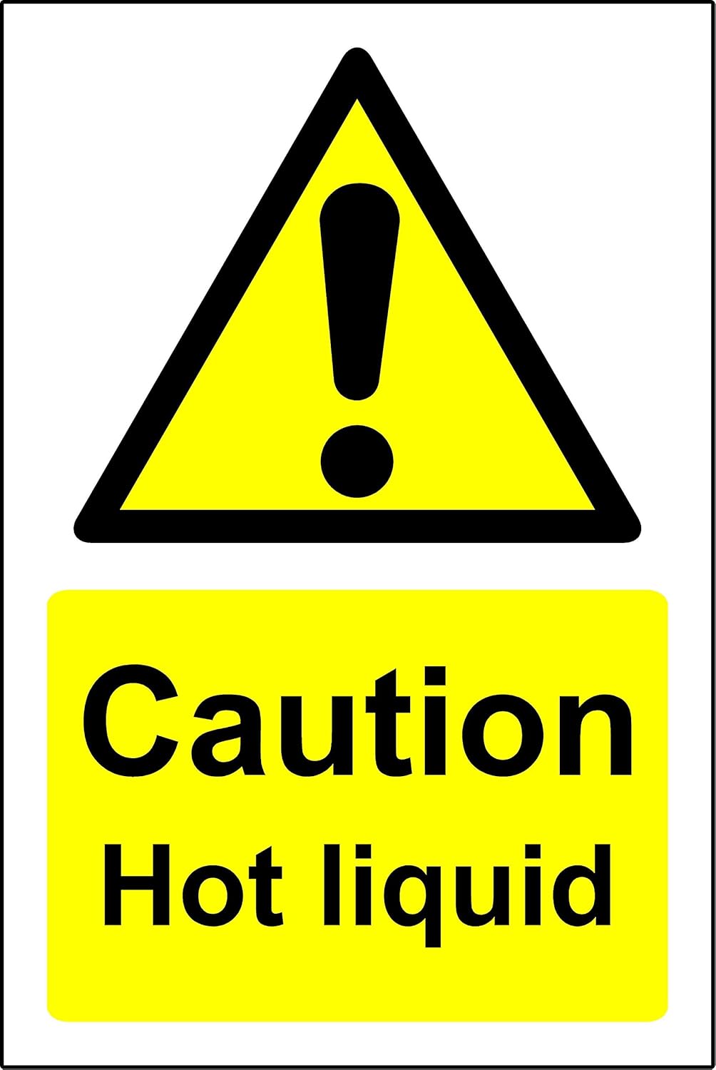 Caution hot liquid Safety sign 1.2mm Rigid plastic 200mm x 150mm