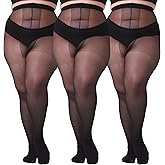 LADYFAN 3-Pack Sheer Tights for Women – T-Crotch 40D Plus Size Pantyhose Ultra-Soft, Stretchy & Reinforced Toe