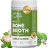 BEST BONE BROTH Premium Beef Bone Broth Concentrate Garlic Herb Flavour - Grass Fed, Pasture Raised Cattle - Healthier Skin &