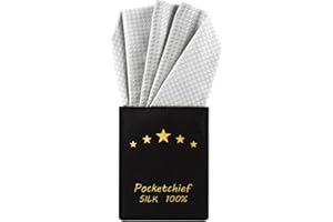 VICHERIA Pre-Folded White Silk Pocket Squares for Men, Handkerchief Accessories Pocket Square Holder for Men's Suit, Jacket