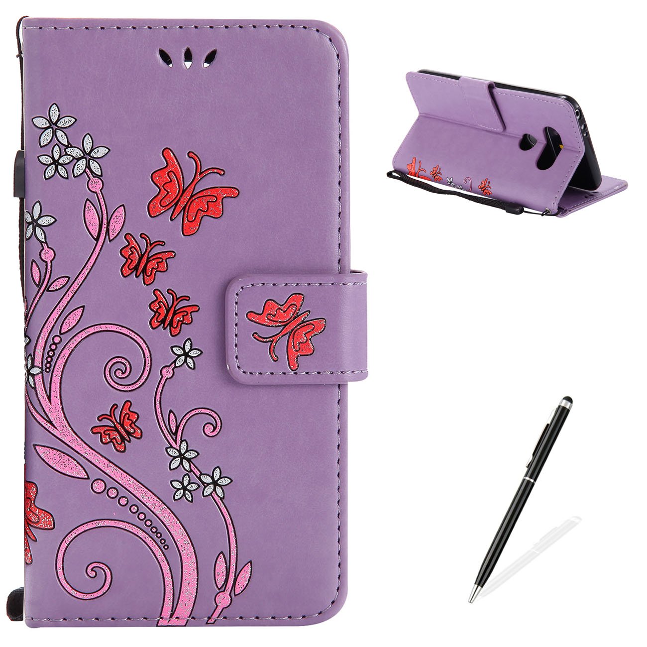 Best magnetic wallet phone case lg g5 purple