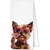 Forest Charger Yorkshire Terrier Gifts Kitchen Towels, Funny Yorkie Cocktail Design Towel for Dog Moms, Bathroom & Kitchen Decor, 16x24 Inch