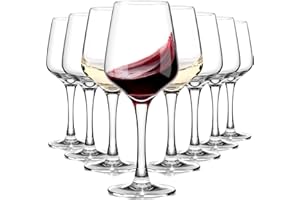 OJA Wine Glasses Set of 8, 12oz Red or White Wine Glasses, Thick, Clear, Long Stem Wine Glasses, Perfect for Party, Home, Res