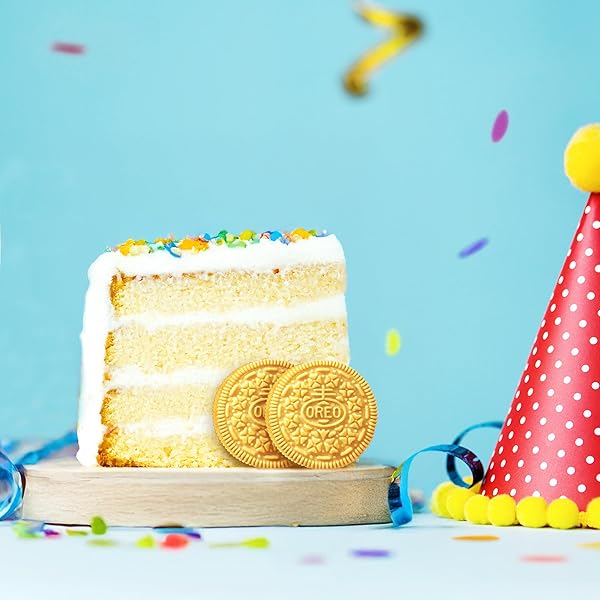 OREO GOLDEN BIRTHDAY CAKE CREME SANDWICH COOKIES, LIMITED EDITION, 10.68 OZ