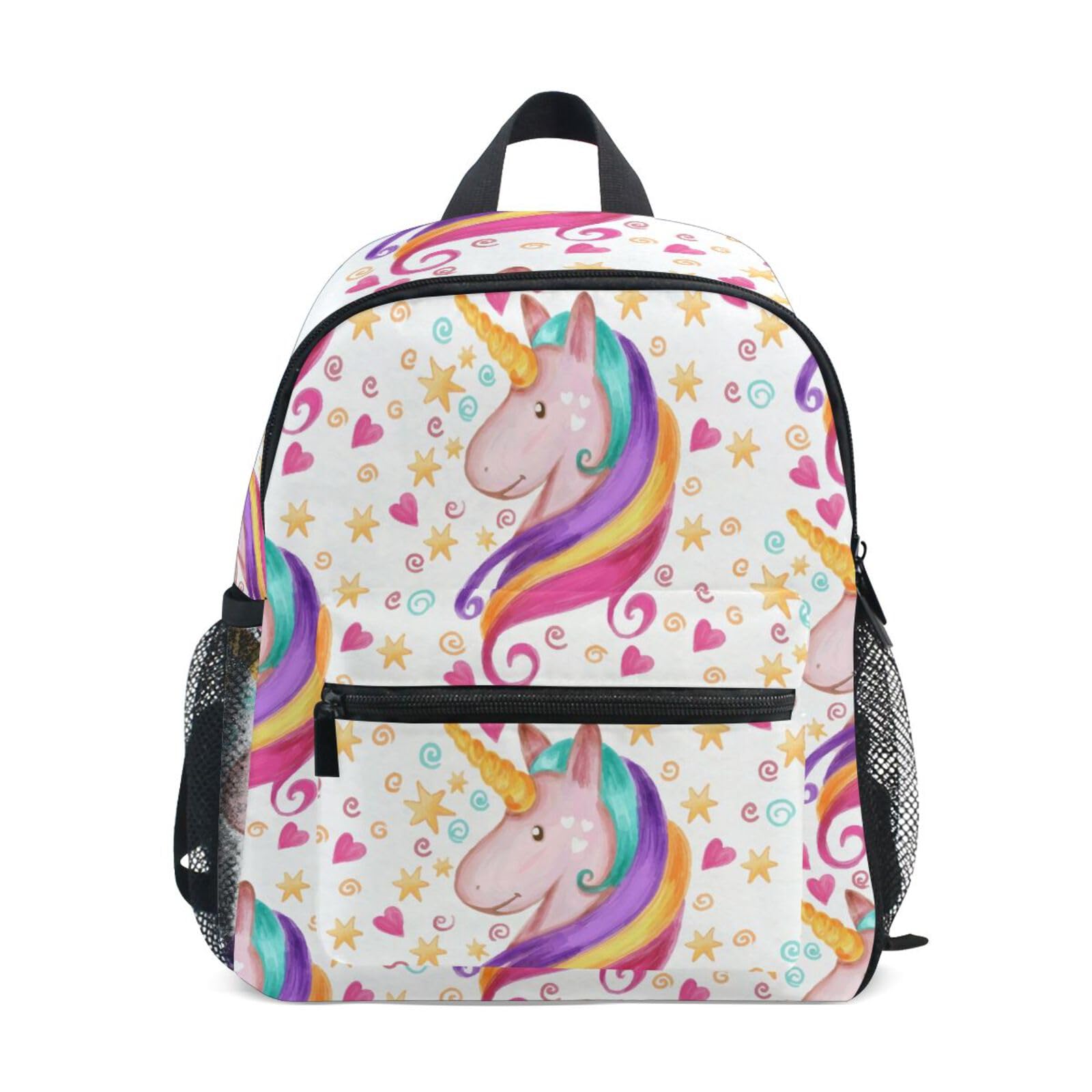 ISAOA Pink Unicorn Children's Backpack for Girls,Kid's Schoolbag for Kindergarten Preschool Toddler Baby Nursery Travel Bag with Chest Clip