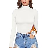 MANGOPOP Women's Mock Turtle Neck Fleece Lined Long Sleeve Thermal Underwear T Shirt Tops Tee