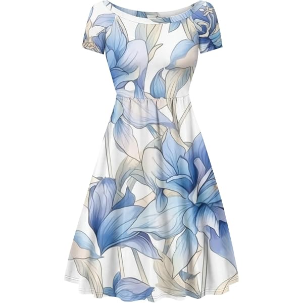 chinese dress ladies Rhode Women's Karima Linen Puff Sleeve Midi Dress Periwinkle (US, Numeric,  8, Regular, Regular, Periwinkle) at Amazon Women's Clothing store