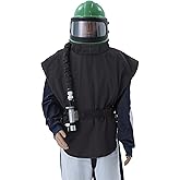 Sandblaster Helmet Safe Air Feed Sand Blast Helmet Shoulder Protective Sand Blast Hood Protector Sandblaster Thermostat 5 Pieces Outer Lenses