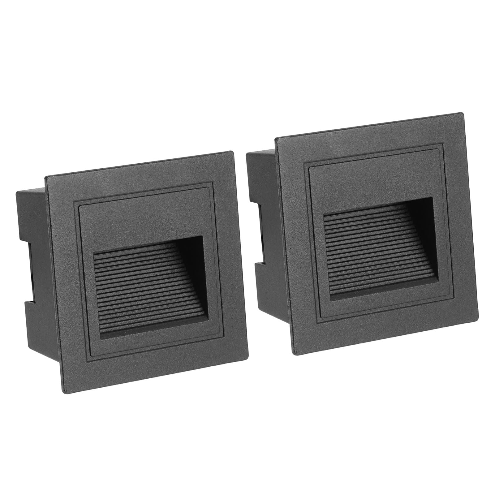 PATIKIL 3000K LED Step Light, 2 Pack 3W 120V Recessed Stair Light Aluminum Waterproof 105lm Yellow Stairway Lights Indoor Outdoor, Black Shell