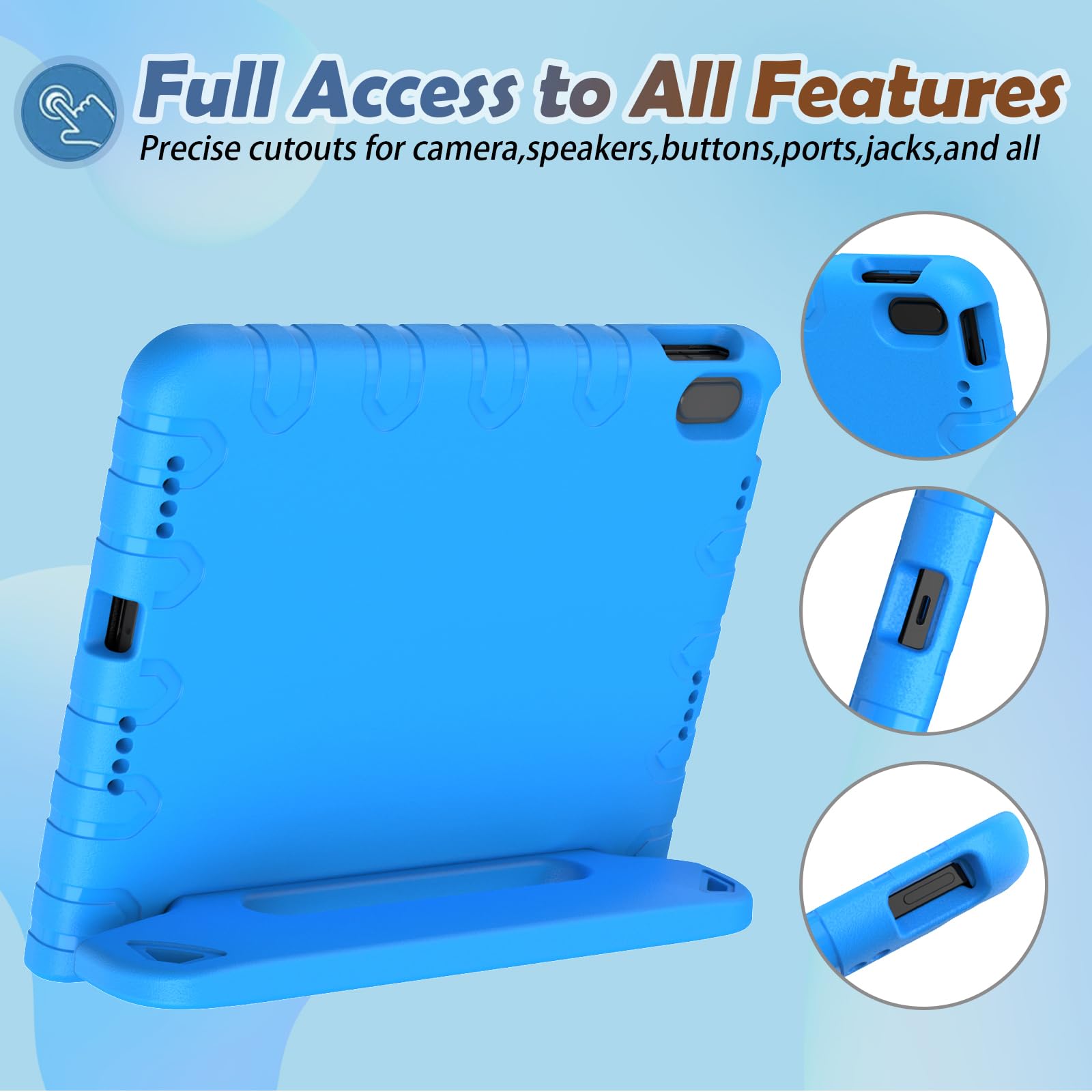 LTROP Kids Case for iPad A16 11th Generation 11-inch 2025/ iPad 10th Generation 10.9-inch 2022 with Screen Protector, Lightweight Shockproof Convertible Handle Stand Cover for iPad 11/10 Gen, Blue