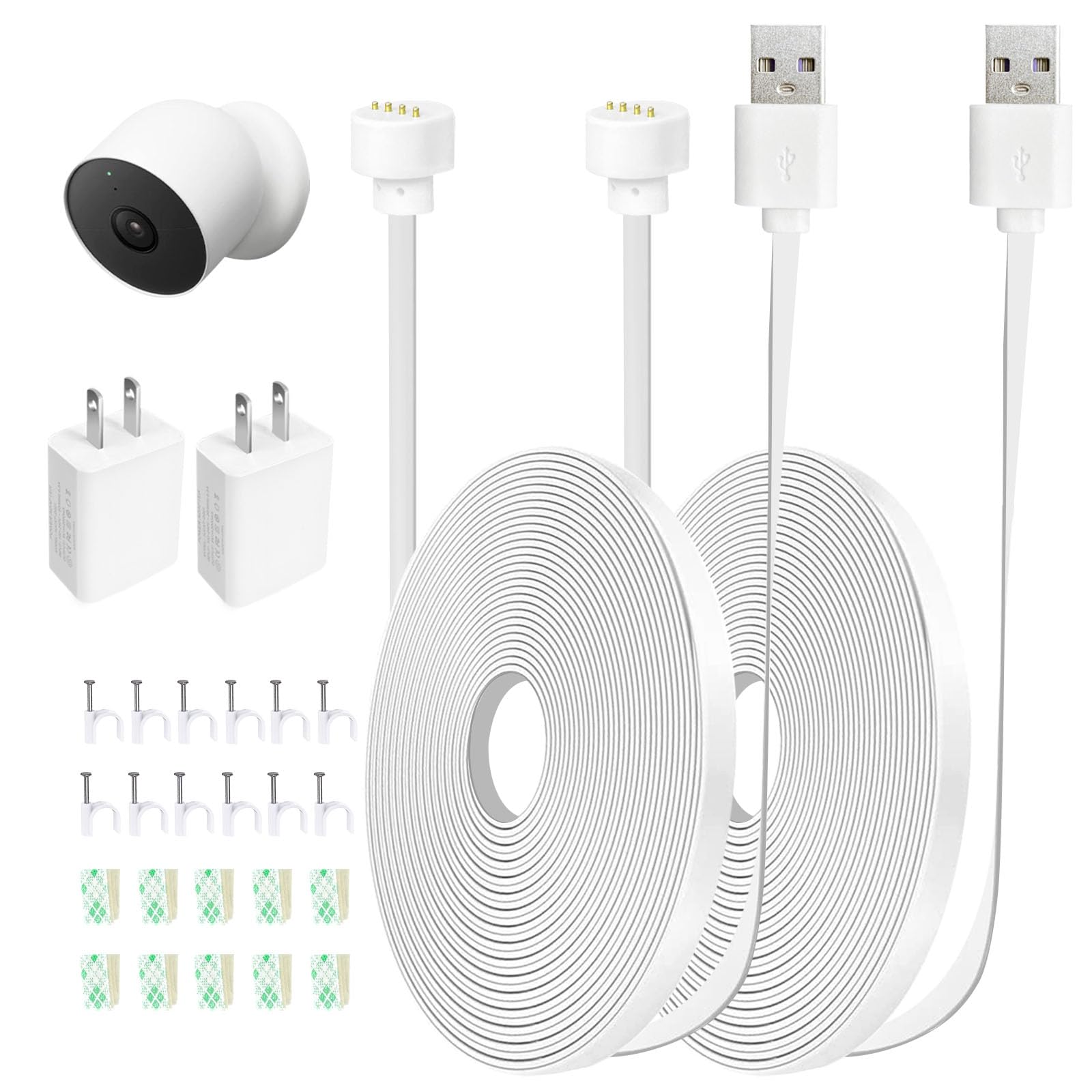 Photo 1 of AYIIFEI Power Cable Compatible with Google Nest Cam Outdoor or Indoor, Battery, 20 FT/6m 2Pack Weatherproof Indoor and Outdoor Cable Continuously Charging Your Nest Camera?with 5V 2A ChargerLPNPMEK1046540
