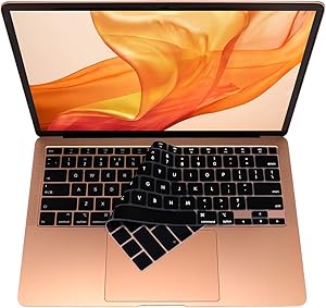 FORITO Premium Ultra Thin Keyboard Cover Compatible with 2020 Newest MacBook Air 13 A2179 A2337 Soft-Touch Keyboard Protective Skin -Black