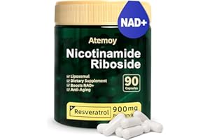 ATEMOY NAD Supplement - NAD Nicotinamide Riboside Resveratrol 900mg, Liposomal Nicotinamide Riboside 900 - High Purity NAD+ Supplement with Quercetin for Energy, Focus - 90 Capsules