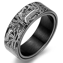 Adreamz 8mm Computer Circuit Board Pattern Ring