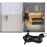VideoSecu Key Lock 9 Output 12 V DC CCTV Distributed Power Supply Box Auto Reset for Security Camera WK9