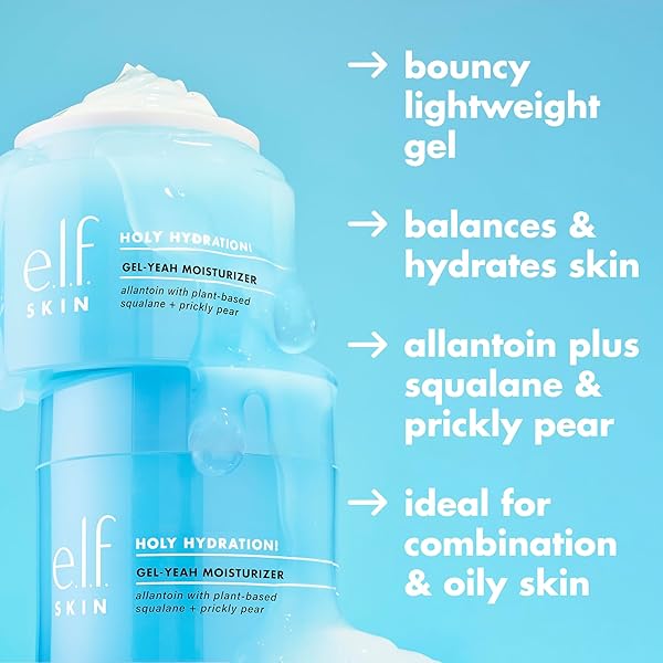 E.L.F. SKIN HOLY HYDRATION! GEL-YEAH MOISTURIZER, LIGHTWEIGHT MOISTURIZER FOR PLUMP, HYDRATED SKIN, INFUSED WITH SQUALANE, VEGAN & CRUELTY-FREE
