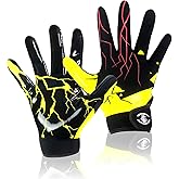 AMYESE Youth Football Gloves -Sticky Football Receiver Gloves with Tacky Silicone Palm for Kids Girls Boys Flag Football Practice Games,Stretch Fit Quick-Dry Excellent Grip Football Receiving Gloves
