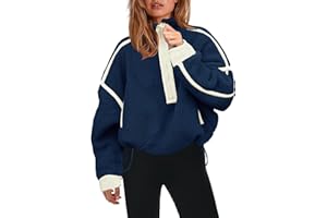 Panadila Womens Half Zip Sherpa Fleece Pullover Soft Oversized Sweatshirt with Pockets Warm Fuzzy Sweater