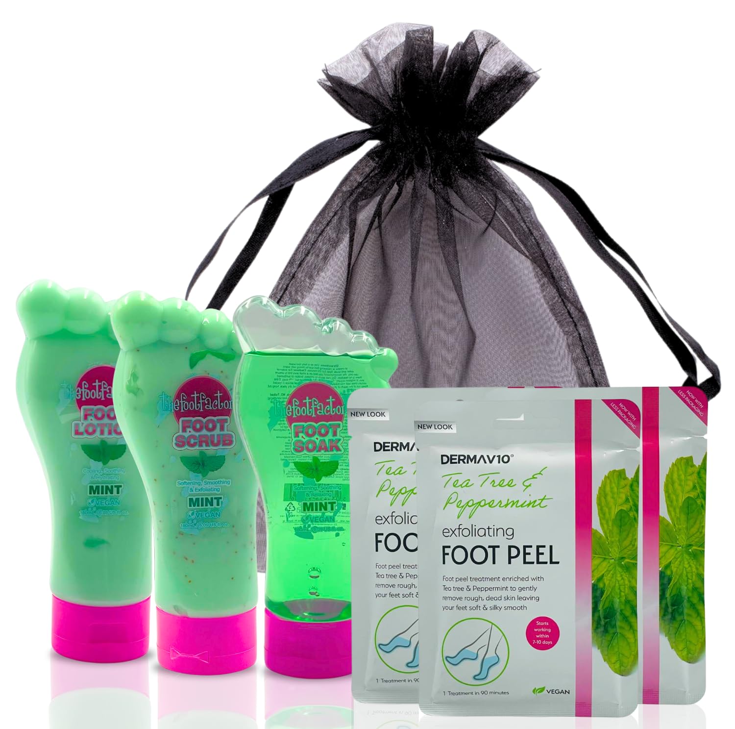 Ultimate Foot Spa Kit – Foot Peel Mask, Exfoliating Foot Mask, Foot Soak, Lotion & Peeling Socks, Foot Care for Smooth, Soft Feet (Peppermint)