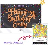 Cakeshop Personalised Happy Birthday Glitter Cake Topper Copper Orange view 2