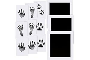 Zemiu Baby Handprint and Footprint L Standard Size 3.93 x 3.2",3 Pcs Baby Handprint Ink Pads with Clean-Touch & 9 Imprint Car