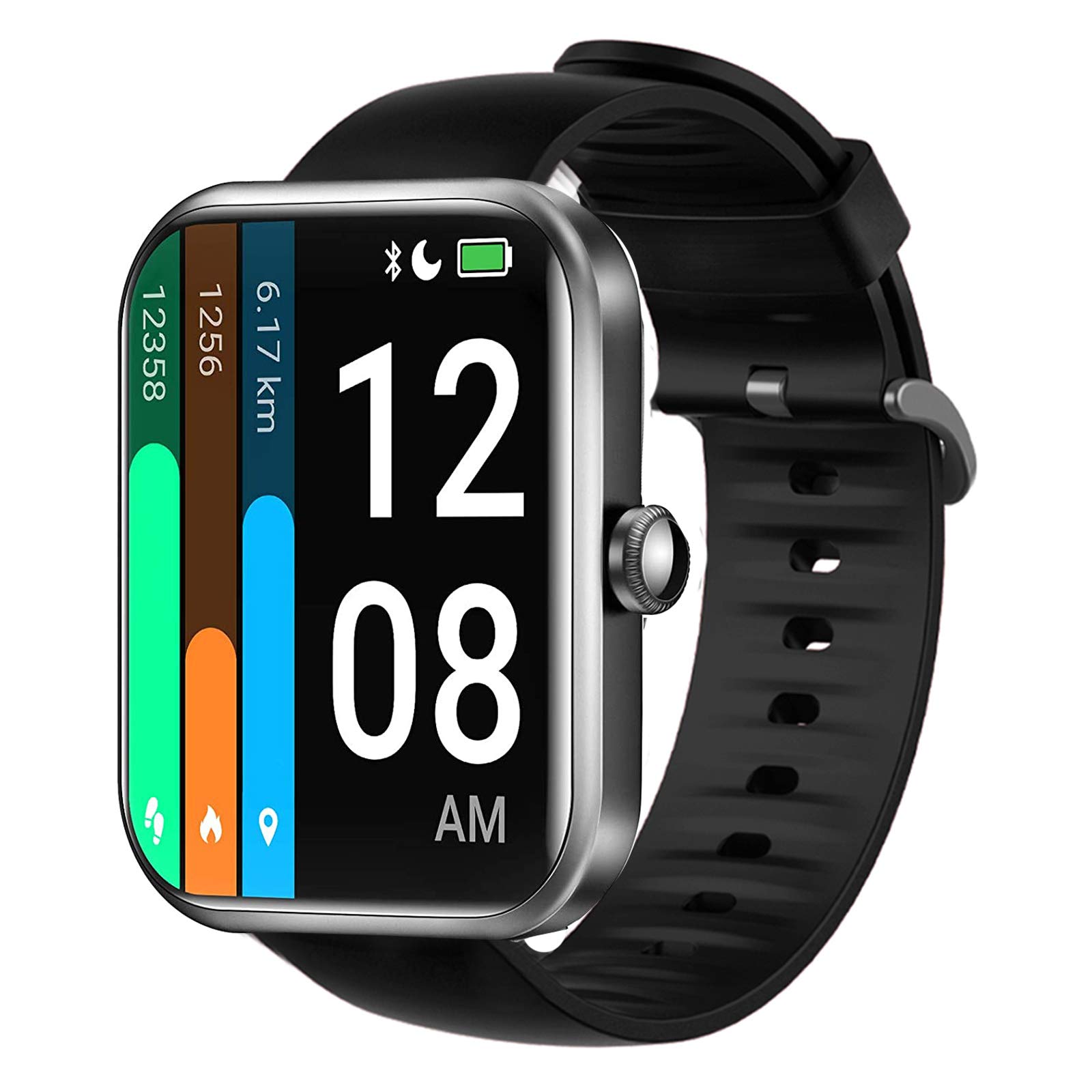 ID206 Band, Giaogor Silicone Replacement Soft Band Wristbands Straps with Stainless Steel Buckle for Compatible for LETSCOM ID206 1.69" Smartwatch/AGPTEK IP68 LW11 Smartwatch (Black)