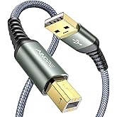 AINOPE Printer Cable 6.6ft, Nylon Braided USB A to USB B Printer Cable High-Speed Type 2.0 MIDI Cable for HP Canon Brother De