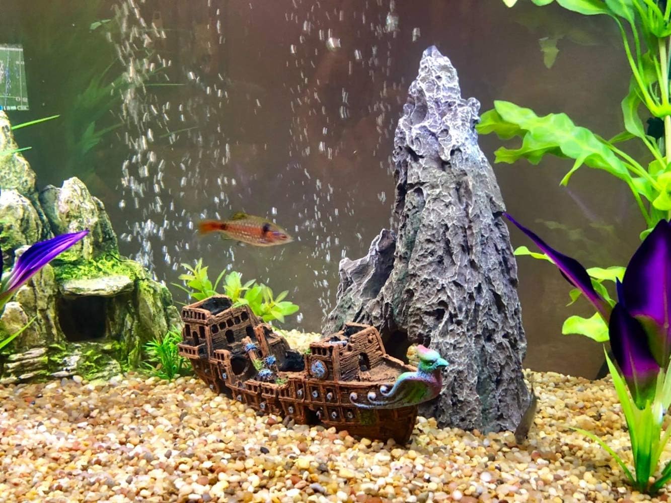 pirate ship aquarium ornament